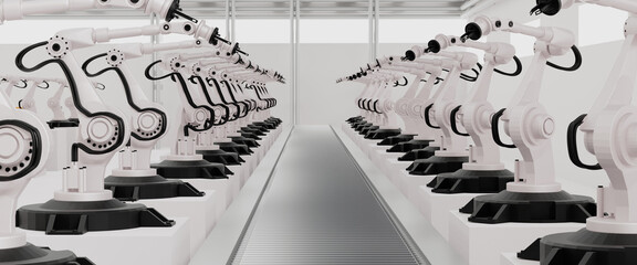 Wall Mural - concept business and industry 4.0 modern technology factory,smart industrial plant automation arm ro