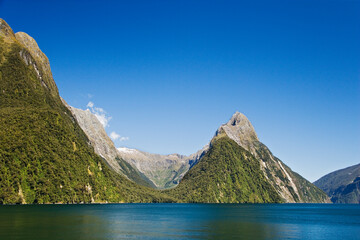 Wall Mural - New Zealand, South Island. Mitre Peak and the Milford Sound.