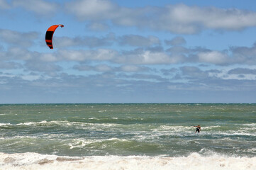 kite surfing in the sea