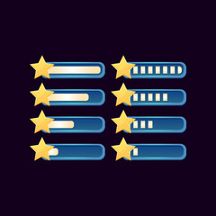 Wall Mural - set of gui fantasy progress star bar for game ui asset elements vector illustration