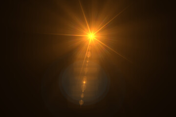 Beautiful optical lens flare effect Golden sun light