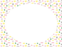 カラフルなレンガ風の丸い装飾フレーム　ピンク