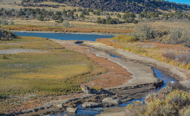 Wall Mural - Low water level exposing the rocky shore of the Snake River In Northern Idaho