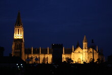 Illuminated Church Against Sky At Night