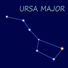 The Constellation Ursa Major With Respect To The Colors And Sizes Of The Stars. Icon, Logo.