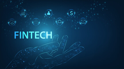 Fintech -financial technology concept.Business investment banking payment.vector illustration.