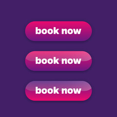 book now buttons for web, vector