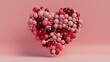 © RocknRoller Studios - Multicolored Sphere Love Heart. Pink, Red Glass and Red Metallic Spheres arranged in a heart shape. 3D Render