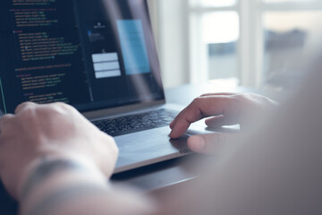digital software technology or mobile application development concept. programmer, software develope