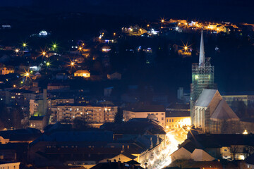 Blue sky over small town in Romania - Dej