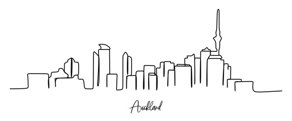 Wall Mural - Auckland Skyline - Continuous one line drawing
