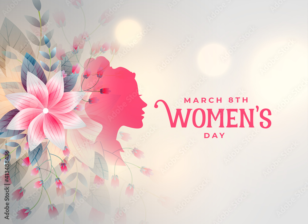 happy womens day flower decorative card design - obrazy, fototapety, plakaty 