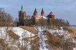 Katedra w Płocku zimą.