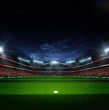Fototapeta Sport - Empty soccer stadium at night 3d render