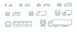 © deonissio123 - Outline car icons, different types of transportation, front and side view