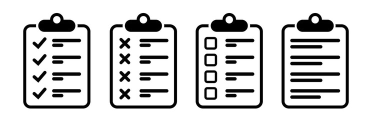 Wall Mural - checklist clipboard outline icon with compliance tick check sign. clip board vector icon collection 