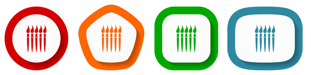 Aufkleber - Paint brush, art, paintbrush vector icon set, flat design buttons on white background for webdesign and mobile applications