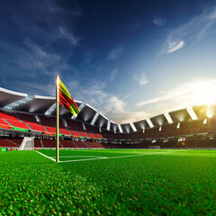 Wall Mural - Empty penalty corner in soccer stadium 