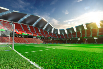 Wall Mural - Empty soccer stadium in the evening light