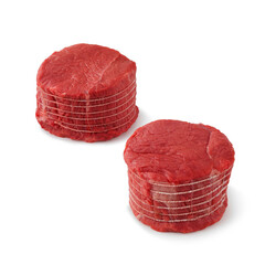 Wall Mural - Closeup view of Fresh Raw Beef Top Sirloin Fillet Sirloin Cut Meat in Isolated White Background 