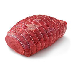 Wall Mural - Closeup view of Fresh Raw BeefTop Sirloin Petite Sirloin Cut Meat in Isolated White Background 