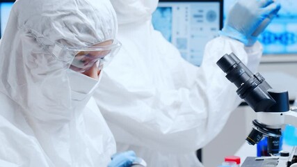 Wall Mural - professional team of scientists is working on a vaccine in a modern scientific research laboratory. 
