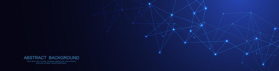 Canvas Print - website header or banner design with abstract polygonal background and connecting dots and lines. gl