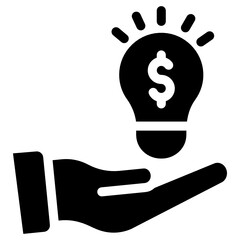 Wall Mural - hand with bulb denoting glyph icon of solution provider