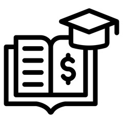 Poster - 
Book with mortarboard denoting glyph icon of financial education 
