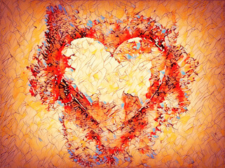 Aufkleber - Watercolour splashes heart on white paper background.