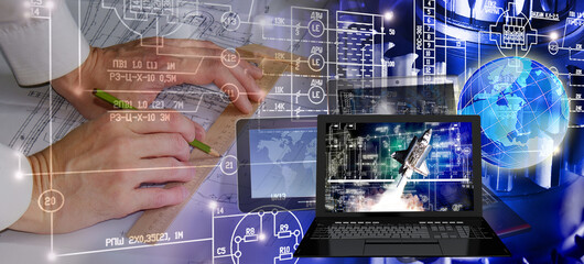 Wall Mural - engineering space technologies concept