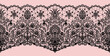 Horizontally seamless black lace background with floral pattern