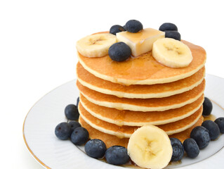 Wall Mural - Blueberry pancakes with fresh blueberries