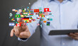 © vegefox.com - Global communication and international messaging concept, national flags of world
