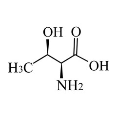 Threonine is an amino acid. Chemical molecular formula of threonine amino acid. Vector illustration on isolated background