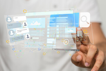 Canvas Print - media develop interface web application in hand