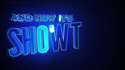 Wall Mural - And Now It's Showtime Intro Background With Light Flares/ 4k animated motion graphic of a broadcast tv now it's showtime message text with hi-tech design and optical flares