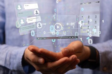 interface web application in hand
