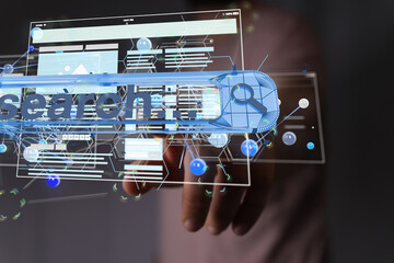 Interface web application in hand 3d