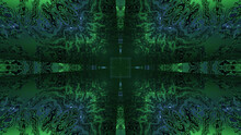 Abstract Blue And Green Kaleidoscope Symmetric Vortex Background