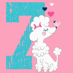 Illustration vector cute poodle puppy with text and background for fashion design