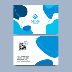 Modern Blue abstract template with blue business forms. With Qr Code