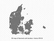 3D map of Denmark with borders isolated on transparent background, vector eps illustration