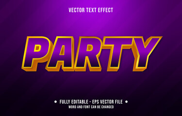 Wall Mural - editable text effect - party purple and yellow gold gradient color style