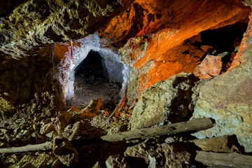 Abandoned tunnel in a gold mine in Serbia