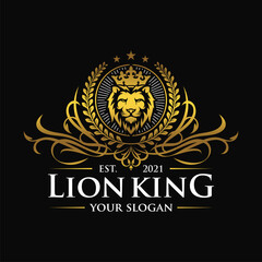 Wall Mural - Luxury lion king logo image vector template