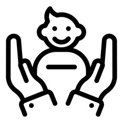 Poster - 
Baby care, kid in safe hands line icon
