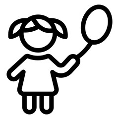 Poster - 
A kid with balloon, playing in line icon
