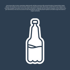 Sticker - Blue line Plastic beer bottle icon isolated on blue background. Vector.