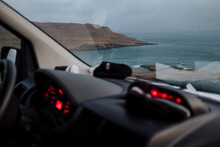 Moody Landscape Through Car Window, Faroe Islands